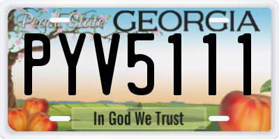 GA license plate PYV5111