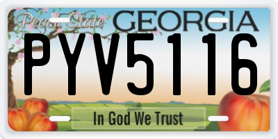 GA license plate PYV5116