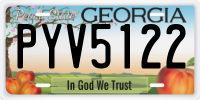 GA license plate PYV5122