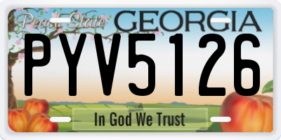 GA license plate PYV5126