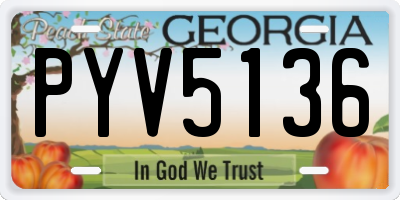 GA license plate PYV5136