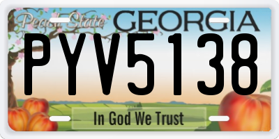 GA license plate PYV5138
