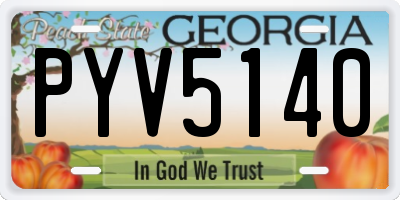 GA license plate PYV5140
