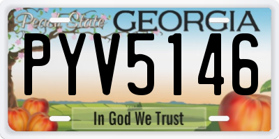 GA license plate PYV5146