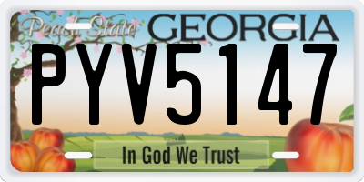 GA license plate PYV5147