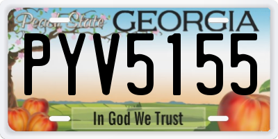 GA license plate PYV5155