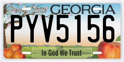 GA license plate PYV5156