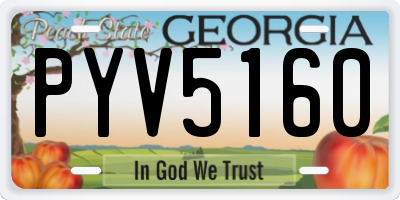 GA license plate PYV5160