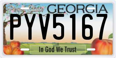 GA license plate PYV5167