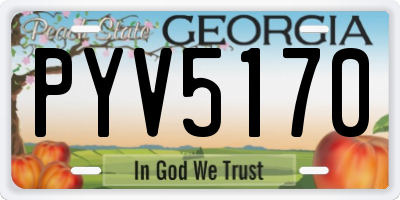 GA license plate PYV5170