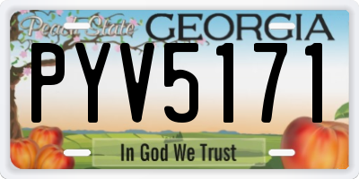 GA license plate PYV5171