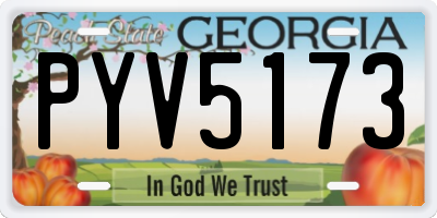 GA license plate PYV5173