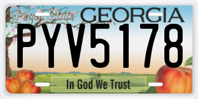 GA license plate PYV5178
