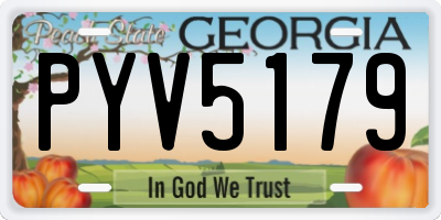 GA license plate PYV5179