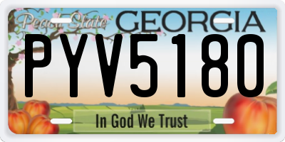 GA license plate PYV5180