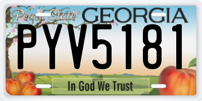 GA license plate PYV5181