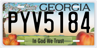 GA license plate PYV5184