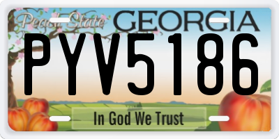 GA license plate PYV5186