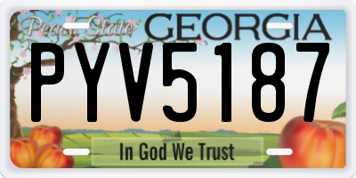 GA license plate PYV5187