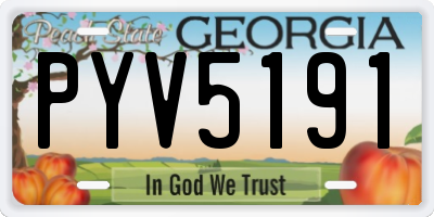 GA license plate PYV5191
