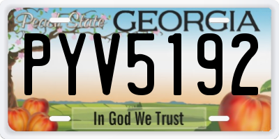 GA license plate PYV5192