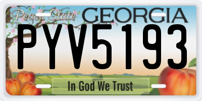 GA license plate PYV5193