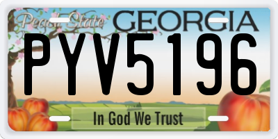 GA license plate PYV5196