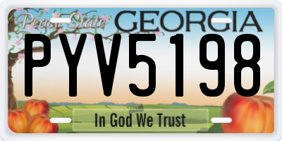 GA license plate PYV5198