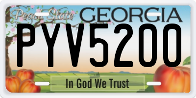 GA license plate PYV5200