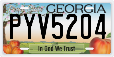 GA license plate PYV5204