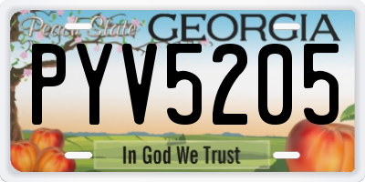 GA license plate PYV5205