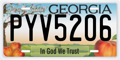 GA license plate PYV5206