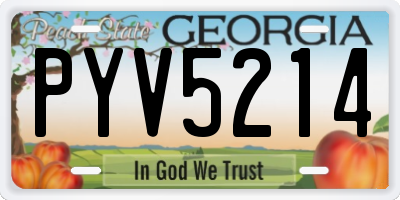 GA license plate PYV5214