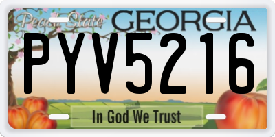 GA license plate PYV5216