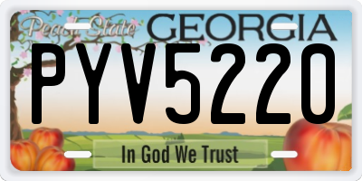 GA license plate PYV5220