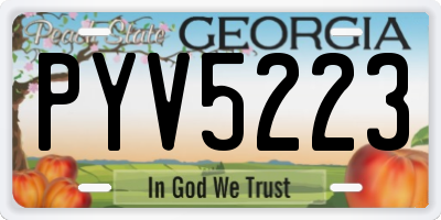 GA license plate PYV5223