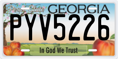 GA license plate PYV5226
