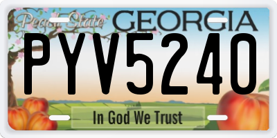 GA license plate PYV5240