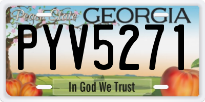 GA license plate PYV5271