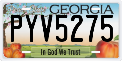 GA license plate PYV5275