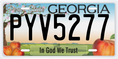 GA license plate PYV5277