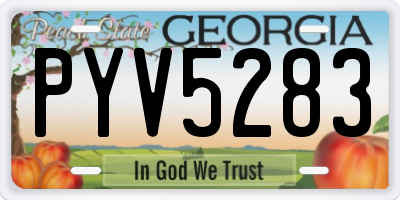 GA license plate PYV5283