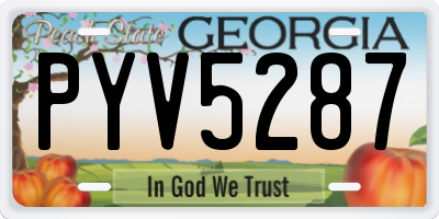 GA license plate PYV5287