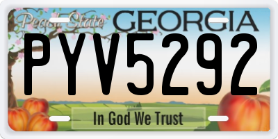 GA license plate PYV5292