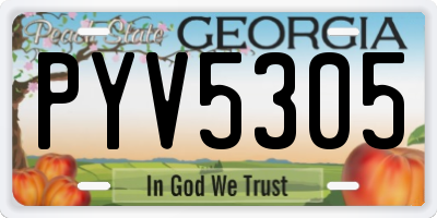GA license plate PYV5305
