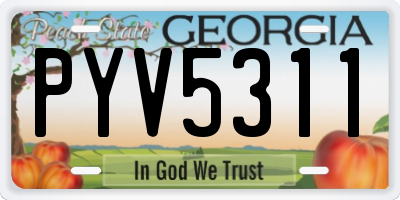 GA license plate PYV5311