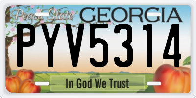 GA license plate PYV5314