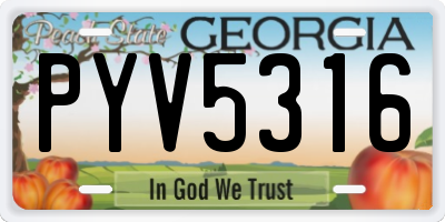 GA license plate PYV5316