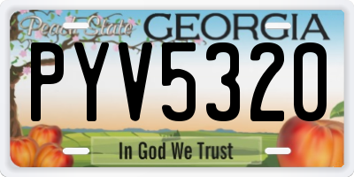 GA license plate PYV5320