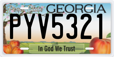 GA license plate PYV5321